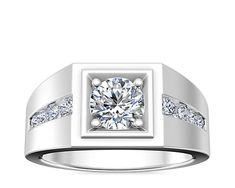 a white gold ring with diamonds on it