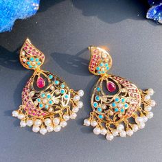 hyderabadi chandbali earrings Turquoise Temple Jewelry Earrings For Festivals, Elegant Turquoise Kundan Earrings, Turquoise Meenakari Temple Jewelry Earrings, Festive Turquoise Temple Jewelry Earrings, Elegant Turquoise Meenakari Earrings, Elegant Turquoise Earrings For Festivals, Elegant Turquoise Earrings For Festive Season, Elegant Turquoise Earrings For Festive Occasions, 22k Gold Jewelry Necklaces