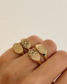 Chic and dainty monogrammed signet ring with your choice of font (block or script) and colors available in sterling silver, yellow gold vermeil, rose gold vermeil, or 14K solid gold. For your one of a kind signet ring, shop this personalized best seller, wear it with your monogram or your loved ones. Please note for monogrammed pieces enter the letters in the following order: FIRST INITIAL(first name), SECOND INITIAL(last name), THIRD INITIAL(middle name). Example: For 'Louisa May Alcott' type ' Solid Silver Rings, Signet Initial Ring, Gold Letter Ring, Monogram Signet Ring, Silver Engraved Rings, Signet Ring Stack, Initial Signet Ring, Signet Ring Initials, Women Signet Ring