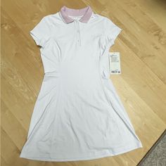 Brand New Dress For Golfing Or Playing Tennis! White Short Sleeve Tennis Dress, White Sporty Short Sleeve Tennis Dress, Sporty White Short Sleeve Tennis Dress, Fitted White Tennis Dress With Short Sleeves, White Stretch Athleisure Dress, White Athleisure Dress, Lululemon Dress, Playing Tennis, Tennis Dress