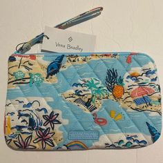 Brand New With Attached Tags! Vera Bradley Rfid All Day Simple Wristlet Msrp $49 Adorable Beach Treasures Design Print Comes From A Smoke Free, Pet Free Home Blue Rectangular Casual Wristlet, Casual Blue Rectangular Wristlet, Casual Multicolor Wristlet For Travel, Beach Mermaid, Feather Painting, Tablet Sleeve, Eyeglass Case, Wristlet Wallet, Travel Case