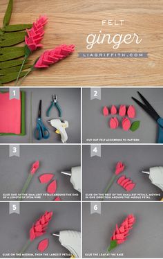 instructions to make felt flowers with scissors and yarn