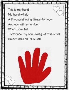 a valentine's day card with a red hand on it and the words, this is my hand