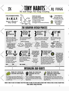 an info sheet with instructions on how to use tiny habitts