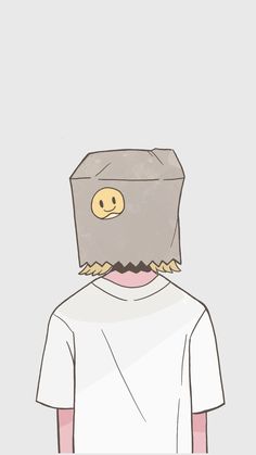 a person with a paper bag on their head