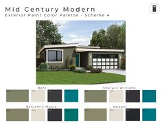 the exterior paint palette scheme for mid century modern