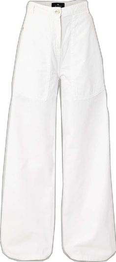 Summer White Cargo Pants With Belt Loops, White Bottoms With Patch Pockets For Work, White Cargo Pants With Hip Pockets For Workwear, White Parachute Pants With Side Pockets For Work, White Cargo Pants With Patch Pockets For Summer, White Cargo Jeans With Hip Pockets For Spring, White Summer Cargo Pants With Patch Pockets, White Pants With Patch Pockets For Spring, White High-waisted Cargo Pants For Work