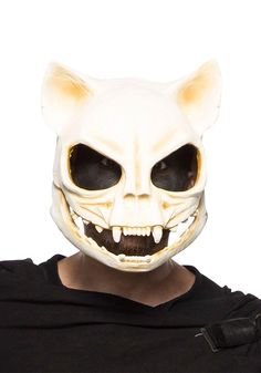 Look what the cat dragged in. This creepy Cat Skull mask is made of 100% Latex and features large eye holes for visibility. One size fits most adults. Skeleton Mask, Skull Helmet, Cat Skeleton, Creepy Cat, Seeing Red, Halloween Costume Mask, Skeleton Costume, Cat Halloween Costume, Cat Skull