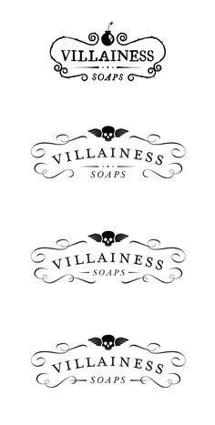 four different logos for villainess soaps