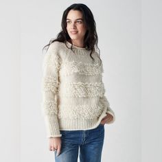 Fabric: Heavyweight Knit Mock Neck And Long Sleeves Ribbed Trim Fringe Trim Shell: 70% Alpaca/23% Polyamide/7% Alpaca Waffle Sweater, Fair Isle Cardigan, Henley Sweater, Linen Sweater, Ladies Turtleneck Sweaters, Textured Sweater, Color Block Sweater, Baby Sweaters, Winter Sweaters