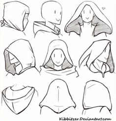 sketches of hooded hoods and capes