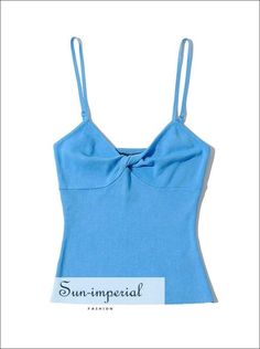 Women Orange Knit Cami Tank top with Twist Knot front detail Basic style Trendy Light Blue Cami Top, Light Blue Seamless Summer Top, Trendy Light Blue Seamless Tops, Imperial Fashion, Twist Knot, Womens Cami, Solid Clothes, Tank Top Cami, Cami Tanks