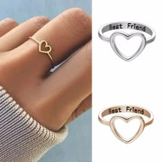 Women Love Heart Best Friend Ring Promise Jewelry Friendship Rings Bands US 7 #Unbranded #Band Friendship Rings For 3 Best Friends, Cute Friend Rings, Match Rings For Best Friends, Bff Rings 3, Friendship Trio Rings, 3 Bff Rings, Cute Rings For Best Friends, Bff Rings For 2 Cheap, Friendship Band Ring