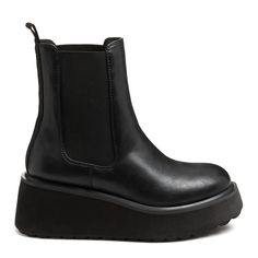 Own the night with Rocket Dog's Heyday All-Black Platform Chelsea Boots. With a plush foam insole and sleek black faux leather, these boots scream elegance and comfort. Rock them with high-waisted black jeans and a statement tee for a stylishly monochrome look. You go, girl! 💃🏻🔥 Rocket Dog women's boot Style: Slip-on flatform Chelsea boot Upper: Black faux leather Lining: Synthetic Midsole: Plush Foam Comfort Insole Sole: Rubber platform Heel height: 2 inches Platform height: 1.57 inches Clos Platform Chelsea Boots, High Waisted Black Jeans, Rocket Dog, Go Girl, Boot Style, Boots Women Fashion, Shoes Boots Ankle, Black Platform, Platform Heel