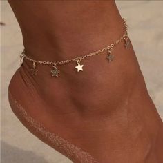 New! Dangling Stars Ankle Bracelet Bundle More To Save 15% Leg Bracelet, Star Anklet, Butterfly Anklet, Foot Chain, Stella Marina, Ankle Jewelry, Women Anklets, Silver Anklets, Foot Jewelry