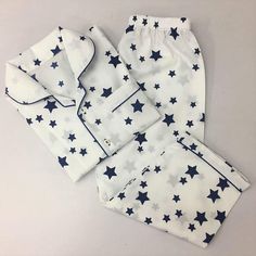 Women Pajama Set | Navy Stars Luxury Nightwear PJs Clothing | Personalized Pyjamas | Women Sleepwear Cotton Sleepwear With Star Print, Cotton Star Print Sleepwear For Loungewear, Long Sleeve Star Print Sleepwear, Casual Star Print Sleepwear For Loungewear, Long Sleeve Sleepwear With Star Print, Star Print Long Sleeve Sleepwear For Pajama Party, Long Sleeve Sleepwear With Star Print For Bedtime, Casual Sleepwear With Star Print For Pajama Party, Casual Sleepwear For Pajama Party With Star Print