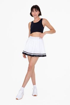 White/Black Stripe Pleated Tennis Skirt Casual Shorts Men, Girls Dress Shoes, Mens Denim Shorts, Pleated Tennis Skirt, Denim Shirt Men, Boys Swimwear, Slippers For Girls, Mens Dress Pants, Denim Jeans Men