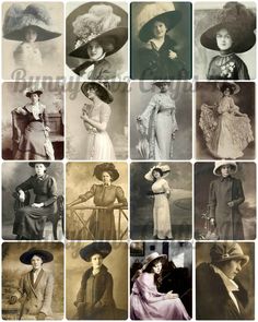 These beautiful ladies wear their finest attire and dawn very fancy hats. Add them to your shabby chic or junk journals. Add them to tags, journaling cards or just print them on a card and slip them into a pocket. Create vintage holiday cards. Fits easily to any standard size paper.  One easy to download files. 18th Birthday Outfit, Edwardian Hat, Vintage Holiday Cards, Vintage Style Hat, Hat Aesthetic, Victorian Hats, Antique Hats, Women Hat, Victorian Clothing