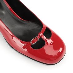 Chic Red Heels With Glossy Finish, Bold Patent Leather Heels For Formal Occasions, Elegant Red Glossy Heels, Elegant Red Heels With Glossy Finish, Red Glossy Heels For Formal Occasions, Low Heel Pumps, Sergio Rossi, Slingback Pump, Leather Pumps