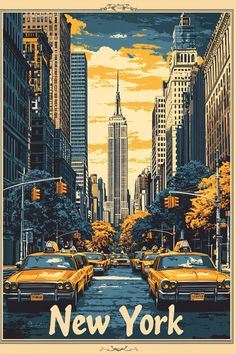 an image of new york city with taxi cabs