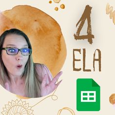 a woman with glasses is making a funny face in front of an image that says ela