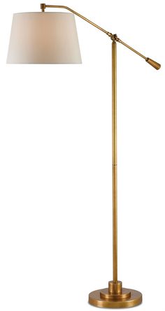 Currey and Company - 8000-0002 - One Light Floor Lamp - Maxstoke - Antique Brass Antique Brass Floor Lamp, Antique Brass Lighting, Antique Brass Metal, Adjustable Floor Lamp, Gold Lamp, Cfl Bulbs, Rustic Lamps, Cozy Ambiance, Brass Floor Lamp