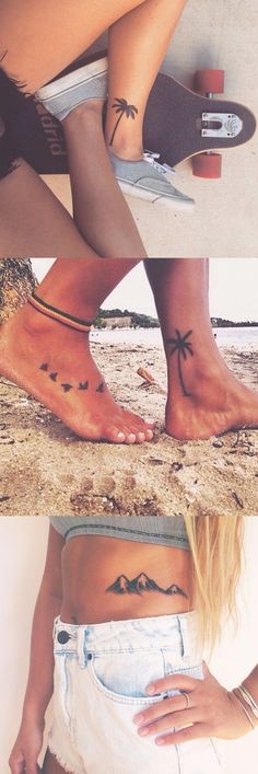 Palm Tree Tattoo Ideas, Tree Tattoo Ankle, Palm Tree Tattoo Ankle, Tree Tattoo Ideas, Simple Tree Tattoo, Tattoo Tree, Tattoo Placements, Pine Tree Tattoo, Tree Tattoo Designs