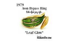 Vintage Avon "Leaf Glow" bypass ring, offered in 1979. Available at bitchinretro.com. Gold Veins, Fairy Ring, Bypass Ring, Avon Jewelry, Green It, Fairy Fashion, Leaf Ring