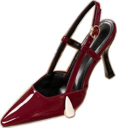 Red High Heel Slingback Pumps For Party, Red Fitted Slingback Heels, Fitted Red Slingback Heels, Red Slingback Heels For Party, Elegant Burgundy Sandals For Party, Red Open Toe Slingback Pumps For Party, Red Slingback Pumps For Party With Round Toe, Chic Burgundy Party Heels, Burgundy Heels For Spring Party