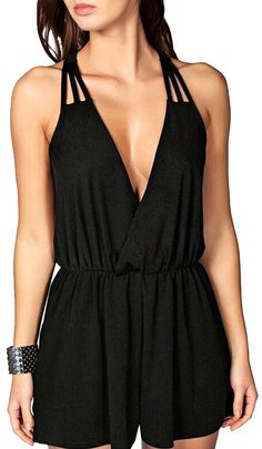 Women Summer Sleeveless Deep Vneck Rompers Shorts Jumpsuits *** To view further for this item, visit the image link.(It is Amazon affiliate link) #JumpsuitsForWomen Sleeveless Playsuit, Rompers Womens Jumpsuit, Mini Cami Dress, Sleeveless Rompers, Black Romper, Short Rompers, Short Jumpsuit, Rompers Women