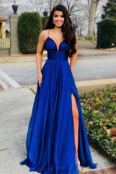 Affordable Evening Dresses, Royal Blue Prom, Simple Prom Dress Long, Chiffon Ruffle Dress, Royal Blue Prom Dresses, Satin Dress Long, Blue Dress Formal, Blue Evening Dresses, Grad Dresses