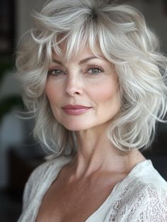 Shag Hairstyles for Women Over 60: Embrace Timeless Elegance with Modern Flair Medium Shag Hairstyles, Mommy Hairstyles, Grey Hair Looks, Honey Blonde Hair Color, 50 Hairstyles, Gorgeous Gray Hair, Hairstyles For Women Over 60, Layered Haircuts For Medium Hair, Shag Haircuts