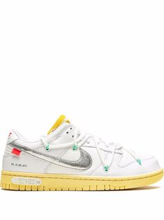 x Off-White Dunk Low sneakers from NIKE featuring white, leather, signature Swoosh logo detail, embroidered logo to the rear, round toe, front lace-up fastening, branded insole and rubber sole. These styles are supplied by a premium sneaker marketplace. Stocking only the most sought-after footwear, they source and curate some of the most hard to find sneakers from around the world.. | Nike x Off-White Dunk Low sneakers Off-white Shoes, Air Max 96, Off White Dunk, Yeezy 750, Shopping Luxury, Shoes Free, Xmas List, Nike T, Nike Dunk High