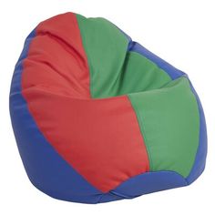 a colorful bean bag chair sitting on top of a white floor