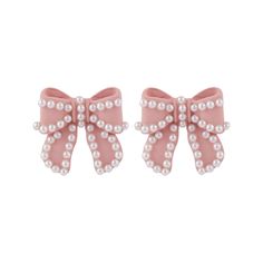 Punctuate your lobes with the simple elegance of these silver-plated bow earrings crafted with a pastel enamel and pearls. 0.55" W x 0.63" H Silver-plated copper / enamel / pearl Bow Aesthetic, Pearl Pink, Pink Enamel, Bow Earrings, Earring Crafts, Pink Pearl, Simple Elegance, Silver Enamel, Summer Clothes