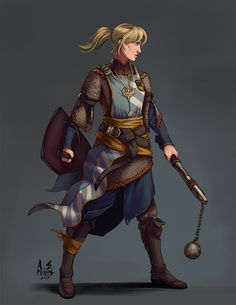 ArtStation - Commission: D&D Young Cleric of Sarenrae, Andrew Phillips Female Cleric, Woman In Armor, Dnd Cleric, Medieval Character, Rpg Characters, Female Knight, Art Fantasy