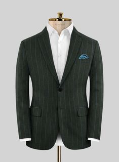 Substantially present your charming ensemble into the limelight with our Caccioppoli Orgi Green Wool Suit. Cut from pure wool fabric, our suit has a luxurious feel on your skin with its palatial effect that approaches your well-built persona in total confidence. In addition, our suit has a captivating stripe pattern with a green shade that gleams up your ensemble and promptly devises any sitch with honors. So get hold of this piece that qualifies in your needs to become the most well-dressed per Luxury Wool Suits With Pressed Crease, Luxury Plaid Wool Suit, Green Fitted Elegant Sets, Elegant Green Semi-formal Blazer, Elegant Fitted Green Blazer, Green Fitted Sets For Formal Occasions, Elegant Green Three-piece Suit With Notch Lapel, Elegant Green Suit With Notch Lapel, Green Fitted Three-piece Suit For Formal Occasions