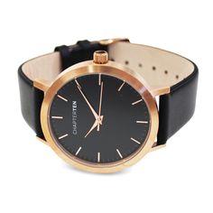 Rose Gold & Black Gold Black, Leather Watch, Rose Gold, Gold, Black