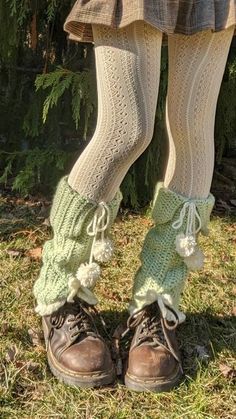 Goblincore Leg Warmers, Knit Leg Warmers Outfit, Mushroom Leg Warmers, Kawaii Crochet Leg Warmers, Cottagecore Leg Warmers, Crochet Leg Warmers Outfit, Chunky Leg Warmers Crochet Pattern Free, Crochet Flared Leg Warmers, Crochet Ankle Warmers