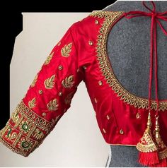 Red Pure Silk Maggam Work Blouse | Etsy Red Blouse Design, Exclusive Blouse Designs, Maggam Work Blouse, Blouse Design Images, Wedding Blouse Designs, Silk Saree Blouse Designs, Hand Work Blouse, Maggam Work Blouse Designs, Blouse Designs Silk