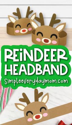 reindeer headband made out of cardboard paper with the text reindeer headband on it