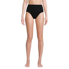 What makes these bikini bottoms special? They are designed to flatter every type of body thanks to the high waist style and high cut design which elongates the legs. The UPF 50 fabric is durable and chlorine-resistant plus, it offers our lightest level of control, smoothing every curve. The clean, no-seam finish makes these bikini bottoms extra versatile so you can pair them with your favorite top for the perfect beach look. High Waist Seamless Swimwear Shapewear, Seamless High Waist Shapewear Swimwear, High Rise Seamless Beachwear Bottoms, Seamless High Rise Beachwear Bottoms, Seamless Shapewear Swimwear High-cut Leg, Seamless High-cut Leg Shapewear Swimwear, Seamless Shaping High-cut Leg Swimwear, Seamless Shapewear-style High-cut Swimwear, Modern Black Smoothing Bottoms