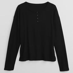 Nwt Size M Color: Black Fit & Sizing Straight, Relaxed Fit. Hits Just Below The Hip. Product Details Soft Waffle Knit. Dropped Shoulder, Long Sleeves. Crewneck, Henley Button Front. Fabric & Care 59% Cotton, 39% Polyester, 2% Spandex. Machine Wash Cold. Tumble Dry Low. Casual Black Waffle Knit Top, Black Ribbed Long Sleeve T-shirt, Black Ribbed Tops With Relaxed Fit, Black Ribbed Relaxed Fit Top, Black Ribbed Top With Relaxed Fit, Everyday Black Ribbed Tops, Black Ribbed Tops For Everyday, White Linen Blouse, Henley T Shirt