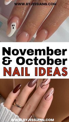 Easy Fall Nail Ideas Simple, Cute Fall Simple Nails, November Simple Nails, Fall Simple Nail Designs, Fall Bride Nails, Fall Themed Nails Simple, Easy Fall Nail Designs For Beginners, Simple Nail Designs Fall, Neutral Nails Design