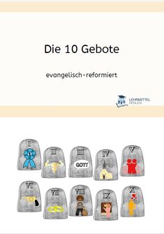 the cover of die 10 gebote, an interactive children's book with pictures of people in backpacks