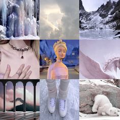 a collage of photos with different pictures and animals in them, including an angel's wings