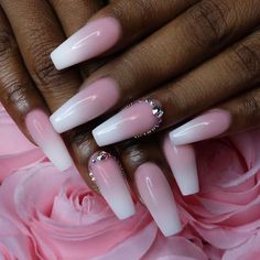 Masters in french ombré baby boomer nails. More options than ever with natural diamonds encrusted!💗💗• Repost... @tammytaylornailssouthafrica Pink Acrylic Tips, Powder Ombre Nails, Dip Powder Ombre, Baby Boomer Nails, Baby Boomers Nails, Nails Neon