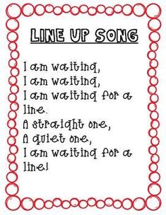 a poem written in red and black with the words line up song on it's side