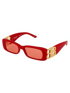 Sunglasses from Balenciaga Eyewear Composition: Acetate | Balenciaga Eyewear Women's Bb0096s Sunglasses in Red Gold | SS24 Balenciaga Eyewear, Balenciaga Sunglasses, Red Sunglasses, نظارات شمسية, Stylish Glasses, Metal Sunglasses, Rectangle Sunglasses, Eyewear Womens, Sunglasses Online