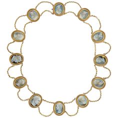 The Emperors Necklace, an early Victorian hardstone cameo necklace, the twelve oval chalcedony cameo plaques, each carved with the profile of a Roman Emperor, all mounted in close-backed yellow gold rub-over settings, each with the name of the Emperor engraved on the back and linked by a yellow gold double trace chain, circa 1840, measuring approximately 41 x 2cm, gross weight 58.31 grams. This necklace is in very good condition, with later applied box clap. Unmarked, tested as 18ct gold with 15ct gold box clasp. This spectacular early Victorian necklace comes from the collection of Bentley & Skinner, the London jewellers by appointment to both Her Majesty the Queen and His Royal Highness the Prince of Wales. The double chain holds twelve cameos, each featuring a different Roman Emperor. T Long Diamond Necklace, Festoon Necklace, Deco Beads, Pearl And Diamond Necklace, Antique Fashion, Roman Emperor, Cultured Pearl Necklace, The Emperor, Cameo Necklace